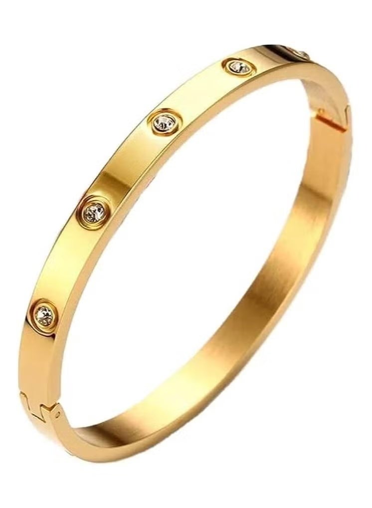 MANBO Women's Heart-Shaped Bracelet Set - CZ-Inlaid Stainless Steel Hinge Design with Crystal Oval Bracelet, Perfect Valentine's Day & Birthday Gift for Her - Image 1